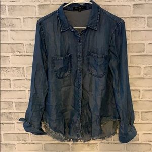 Dark blue jean button up